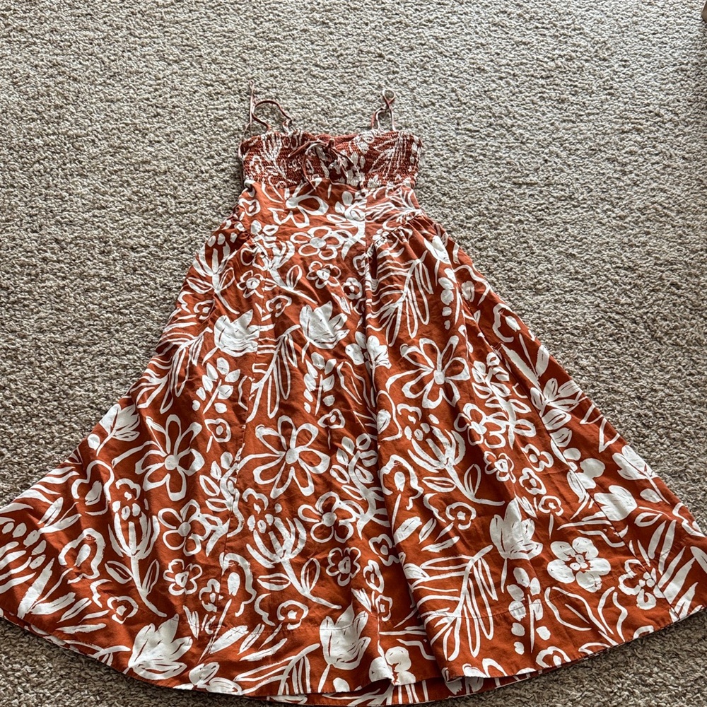 Astr Terracotta and White Patterned Dress